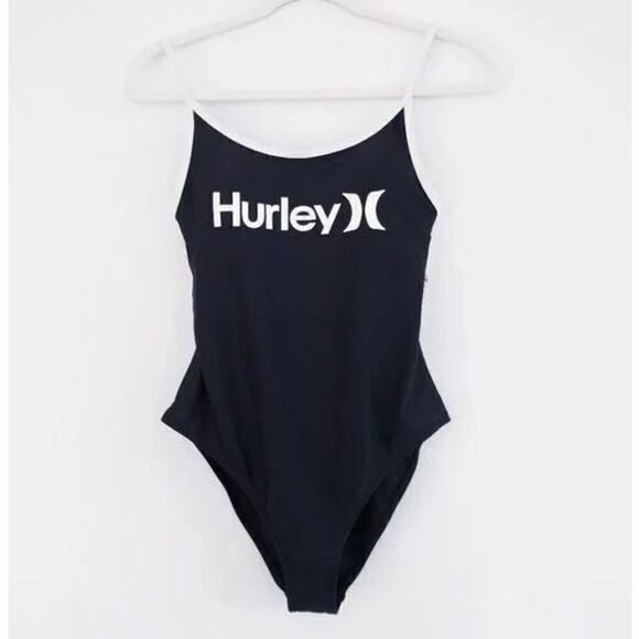 COPY - Hurley HROP1000 Women's Size 1X Black/White Trim 1-piece Padded Swimsuit - Picture 1 of 2
